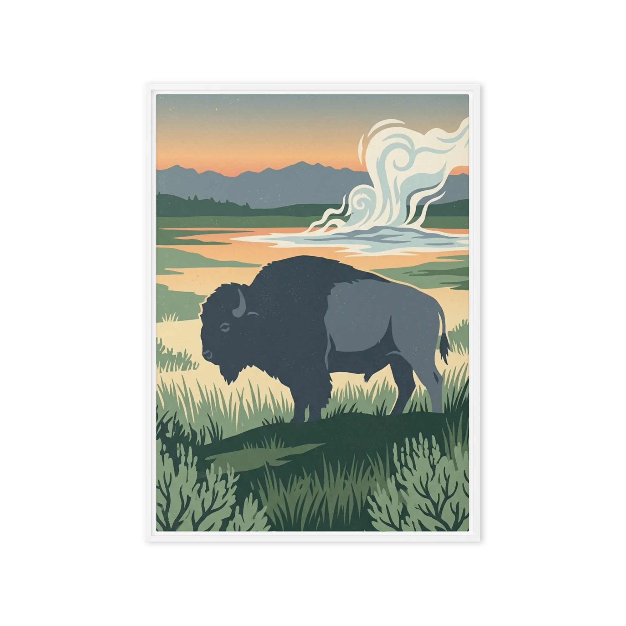 Wilderness Bison Geyser 
 Poster with Red oak Frame | 8″x 10″