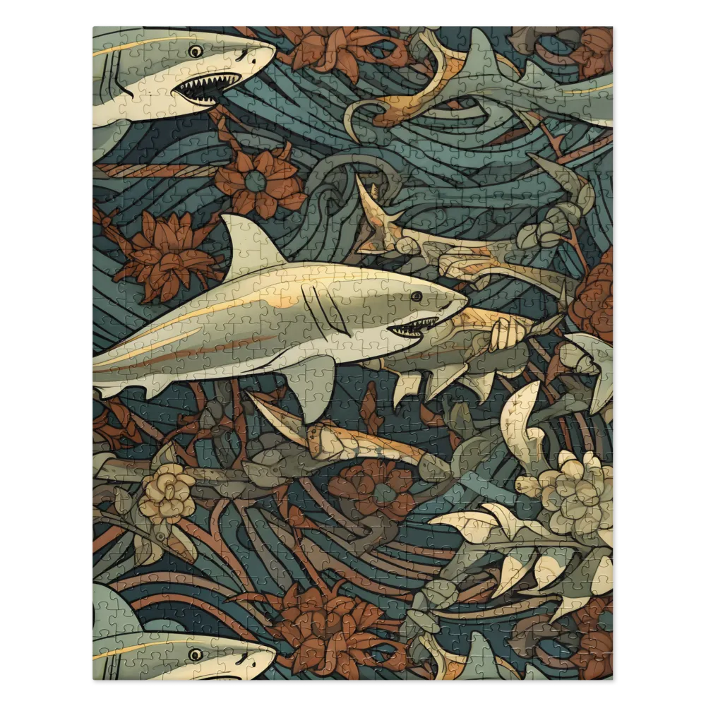 Art Nouveau Shark Pattern 
 Jigsaw Puzzle