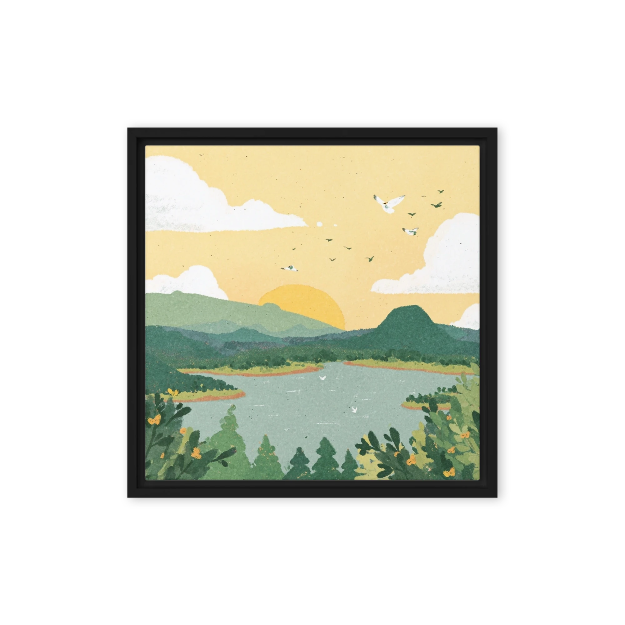 Golden Horizon Over the Lake