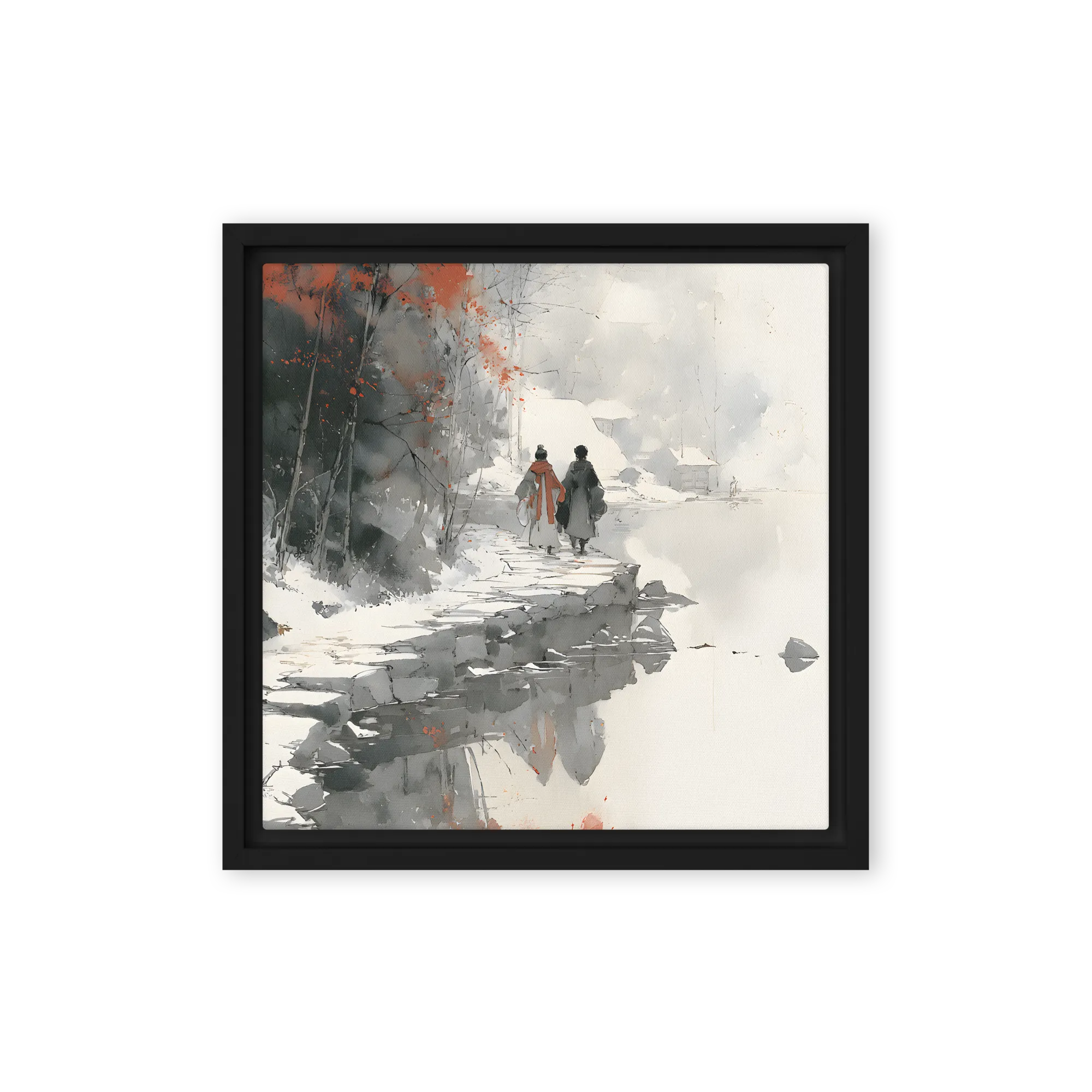Vermilion Sumi Silence Wall Art — Minimalist Expression