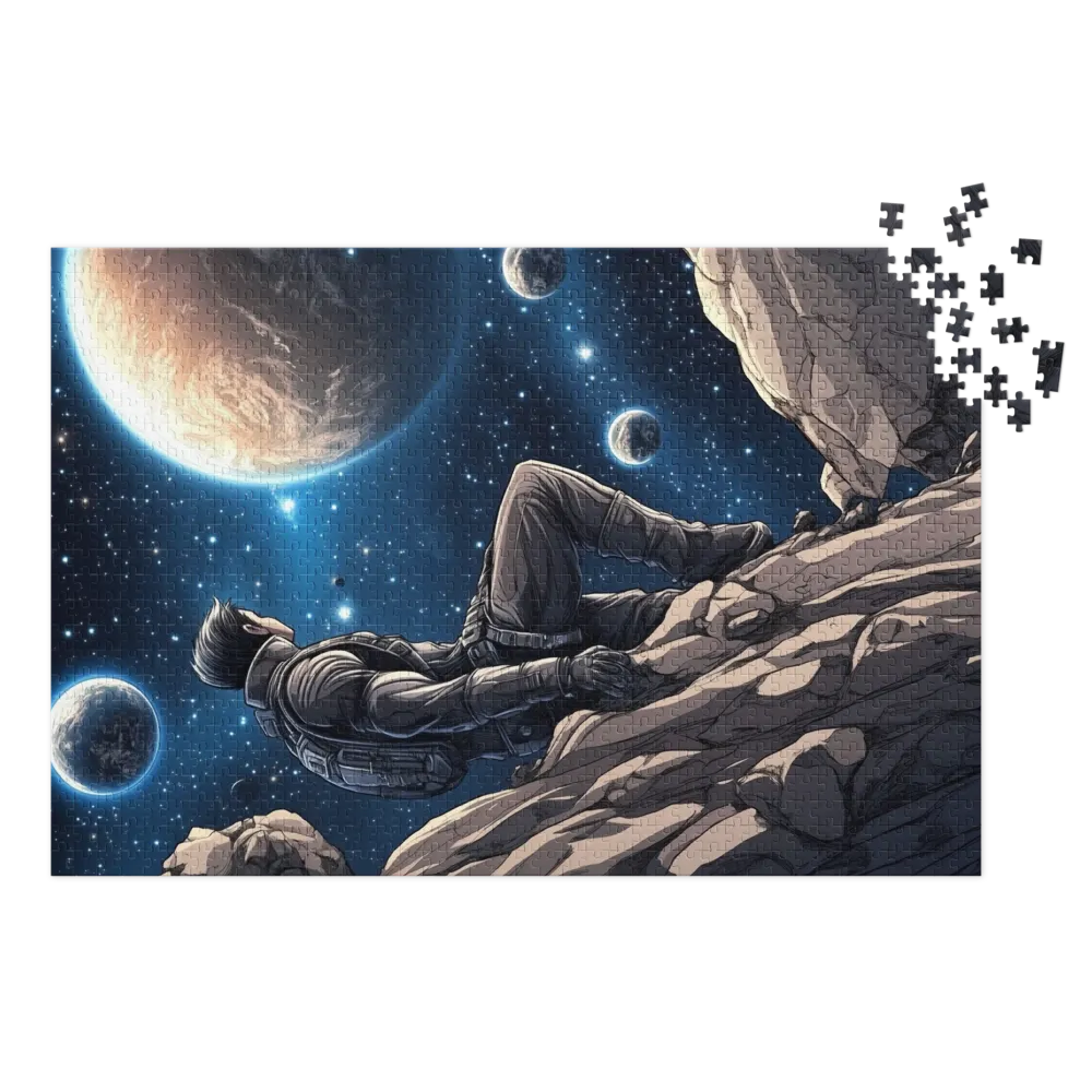 Astronaut Overlooking Distant Planets