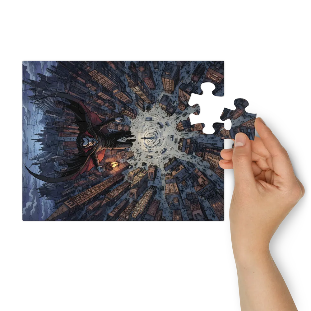 Vampire Over the City 
 Jigsaw Puzzle in Tin Box