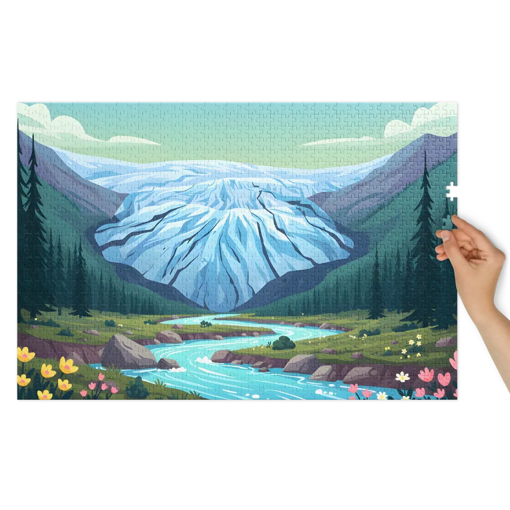 Fiume Ghiacciaio Alpino 
 Puzzle in scatola di metallo