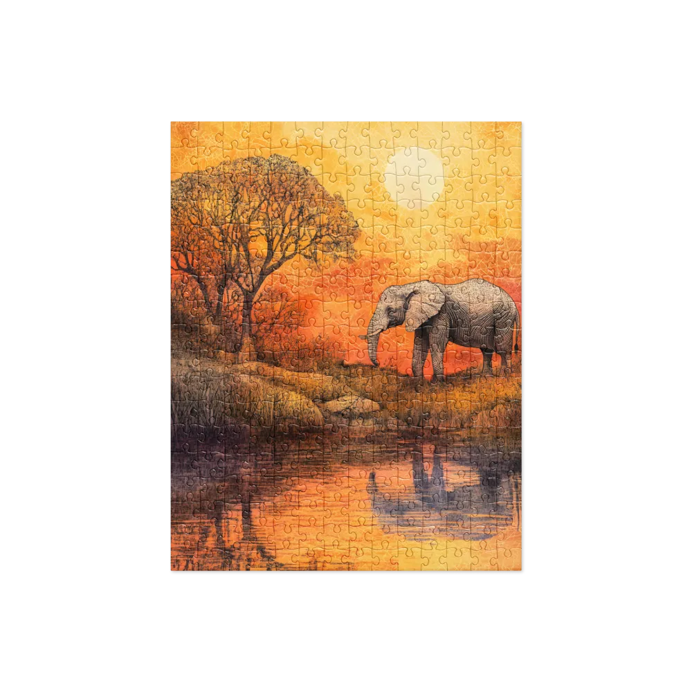 Golden Savannah Elephants 
 Jigsaw Puzzle