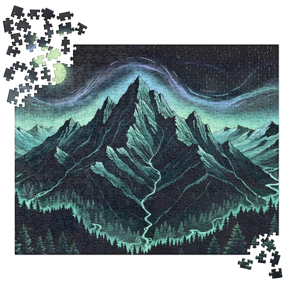 Stippled Mountain Aurora 
 Jigsaw Puzzle in Tin Box
