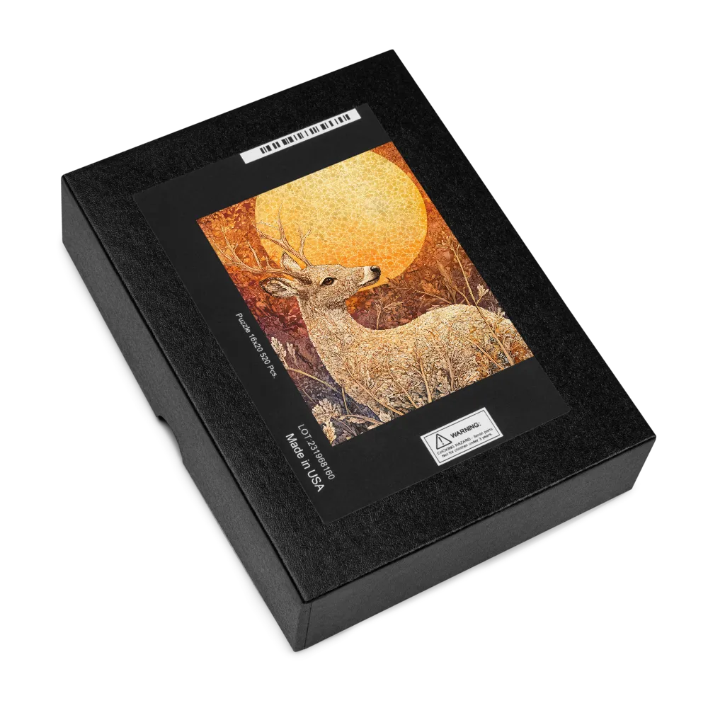 Forest Deer under Golden Moon 
 Jigsaw Puzzle