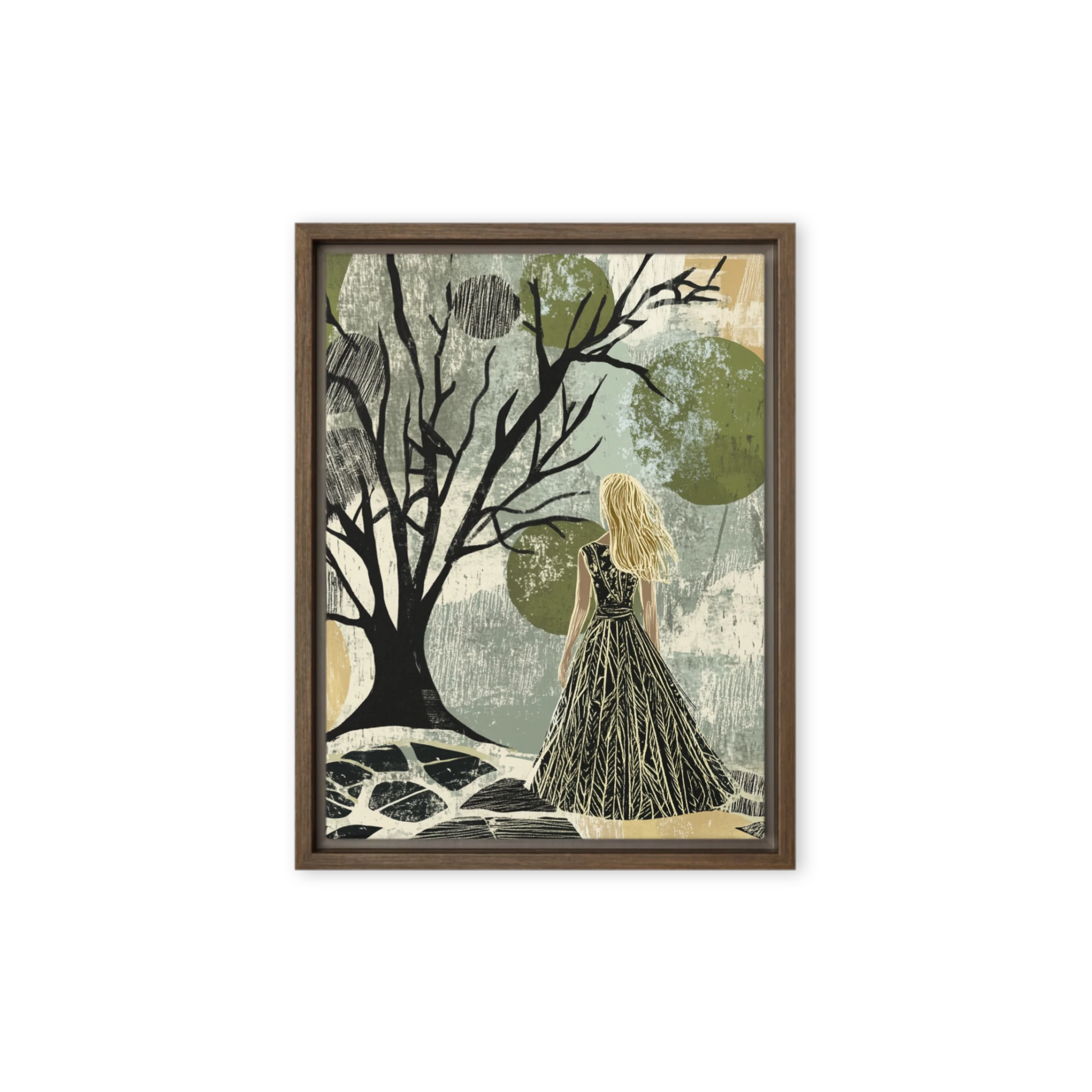 Solitary Figure in Textured Landscape