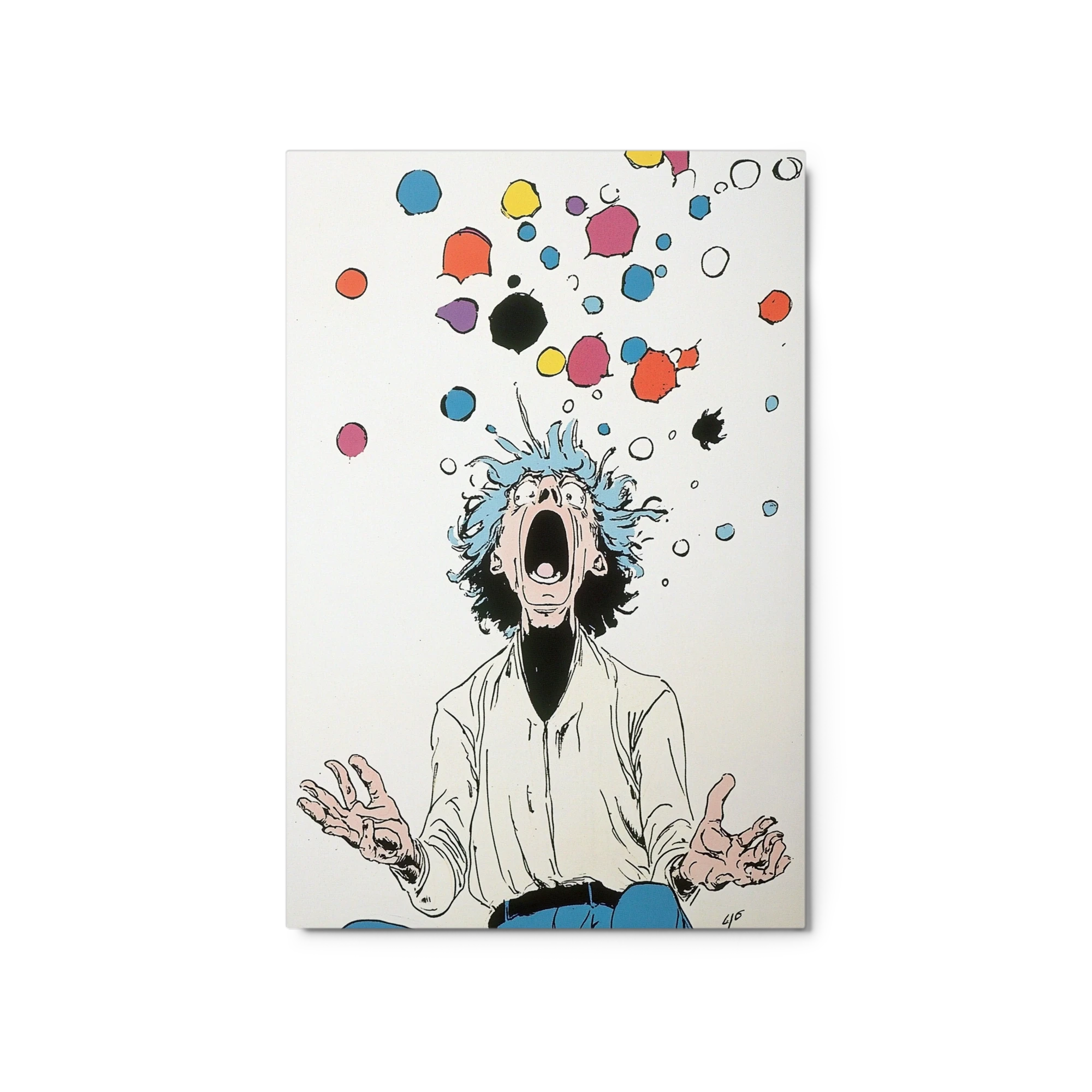 Excited Juggler with Colorful Dots