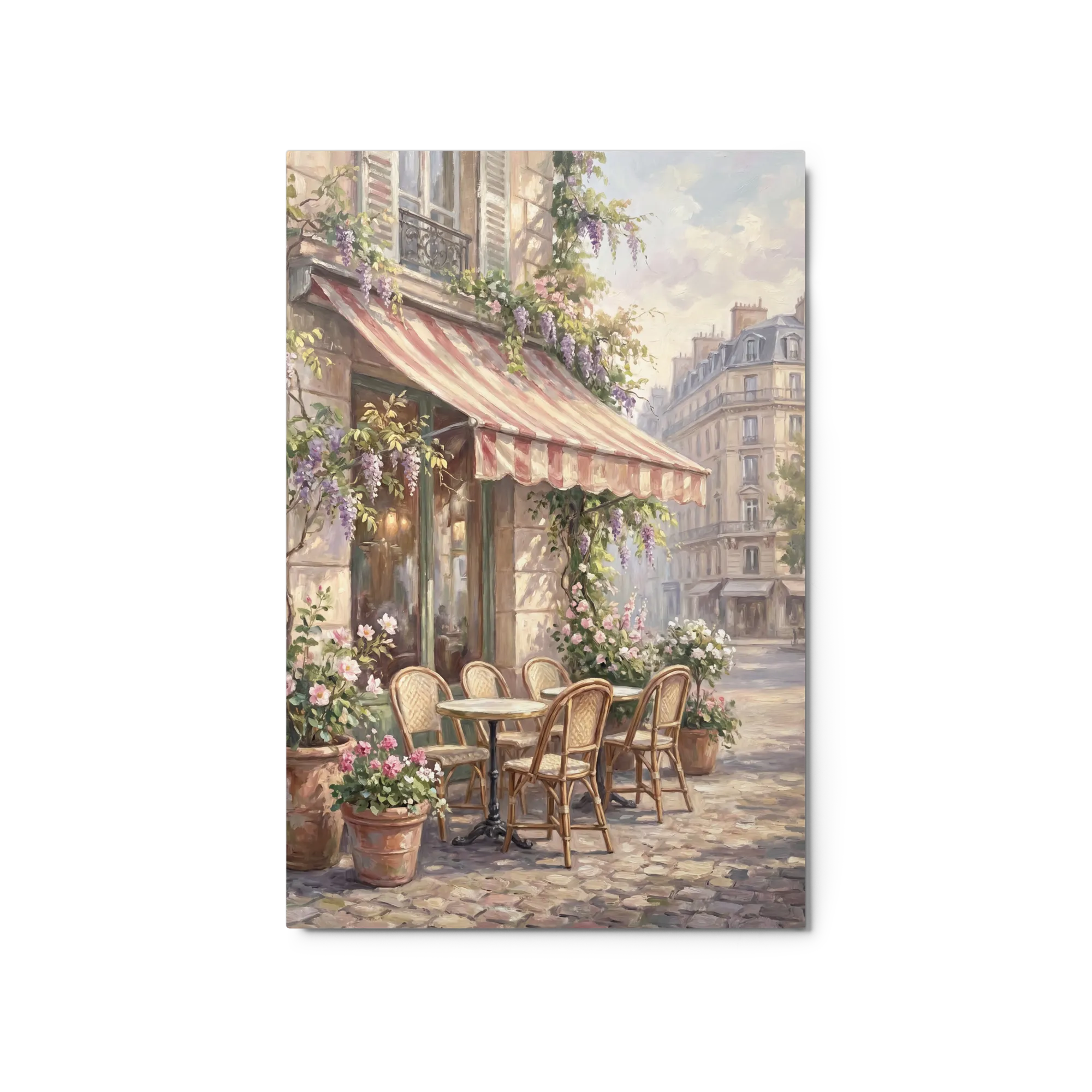Parisian Cafe Charm 
 Canvas with Brown Frame