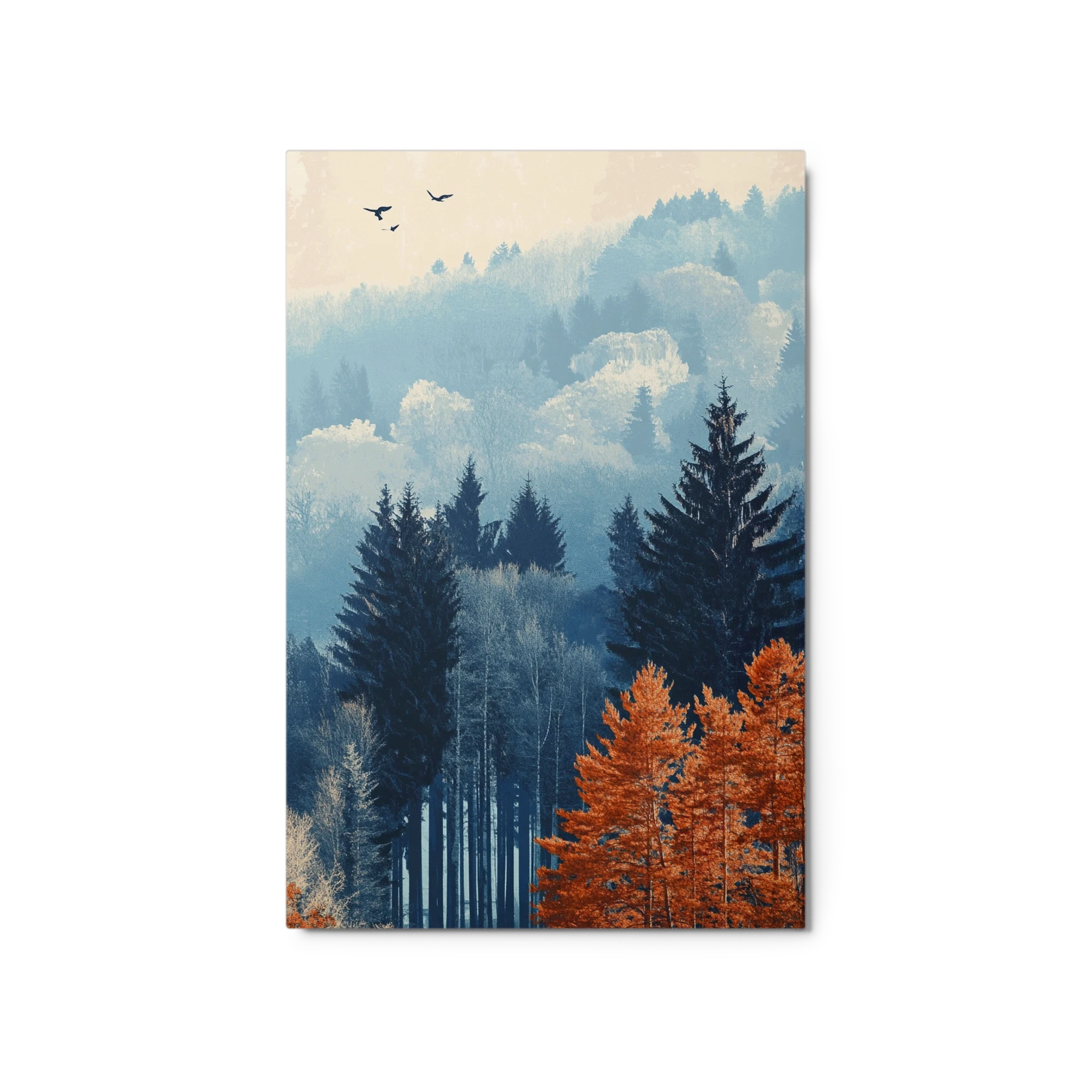 Forest Landscape with Blue and Orange Colors
