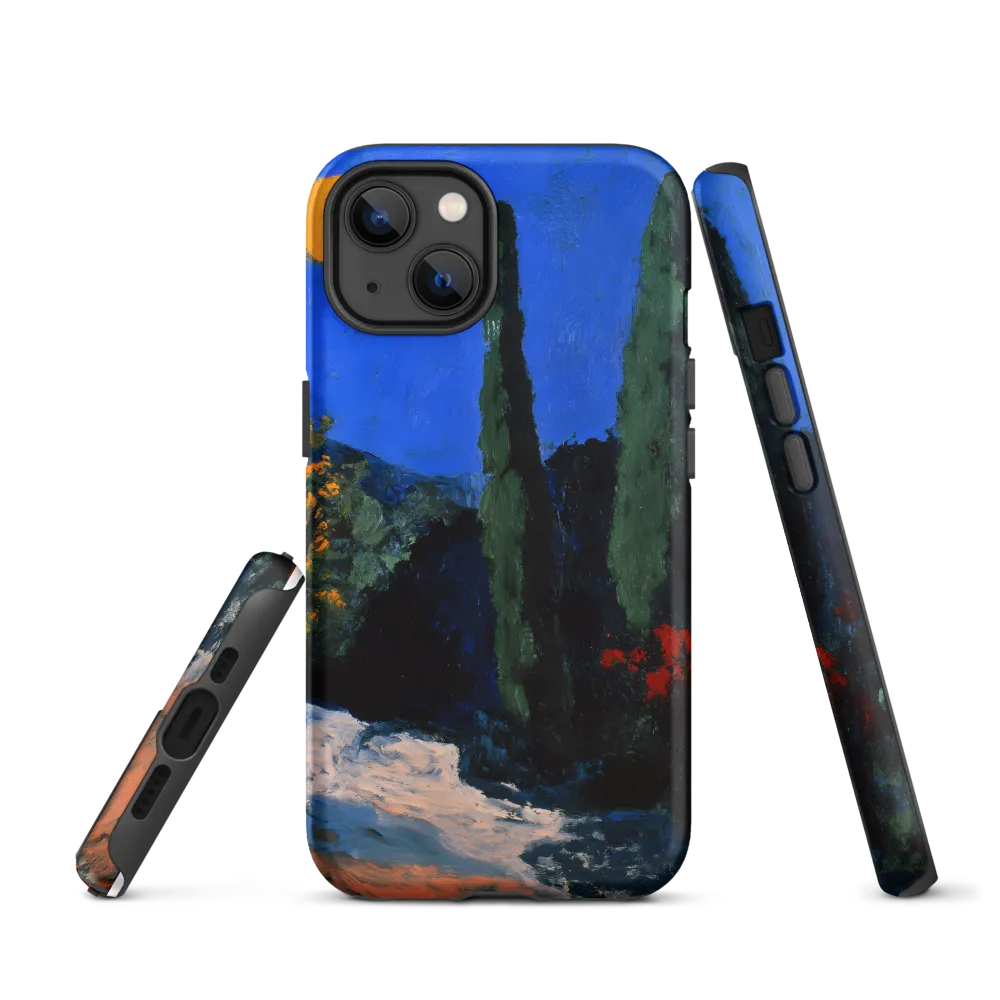 Moonlit Cypresses and Path | Phone Case