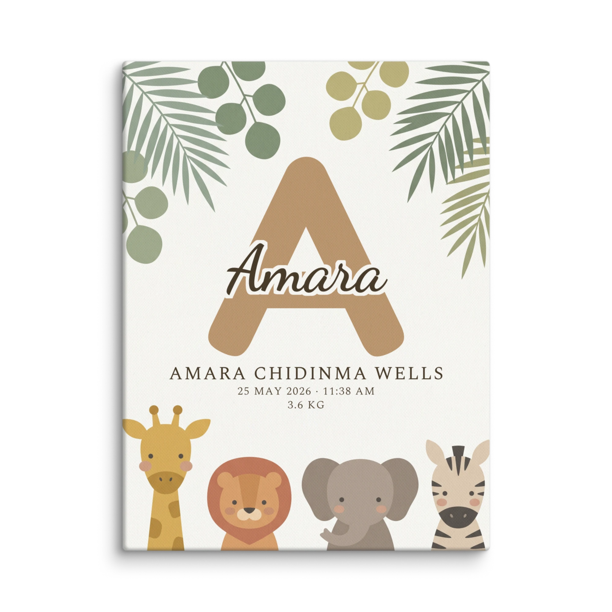 Nursery Name Art — Scandi Safari