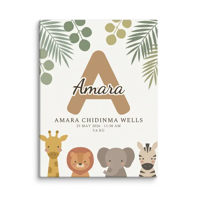 Nursery Name Art — Scandi Safari