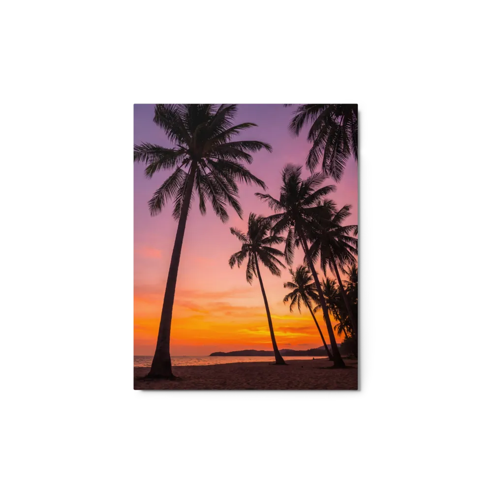Tropical Sunset Silhouette 
 Canvas with Brown Frame