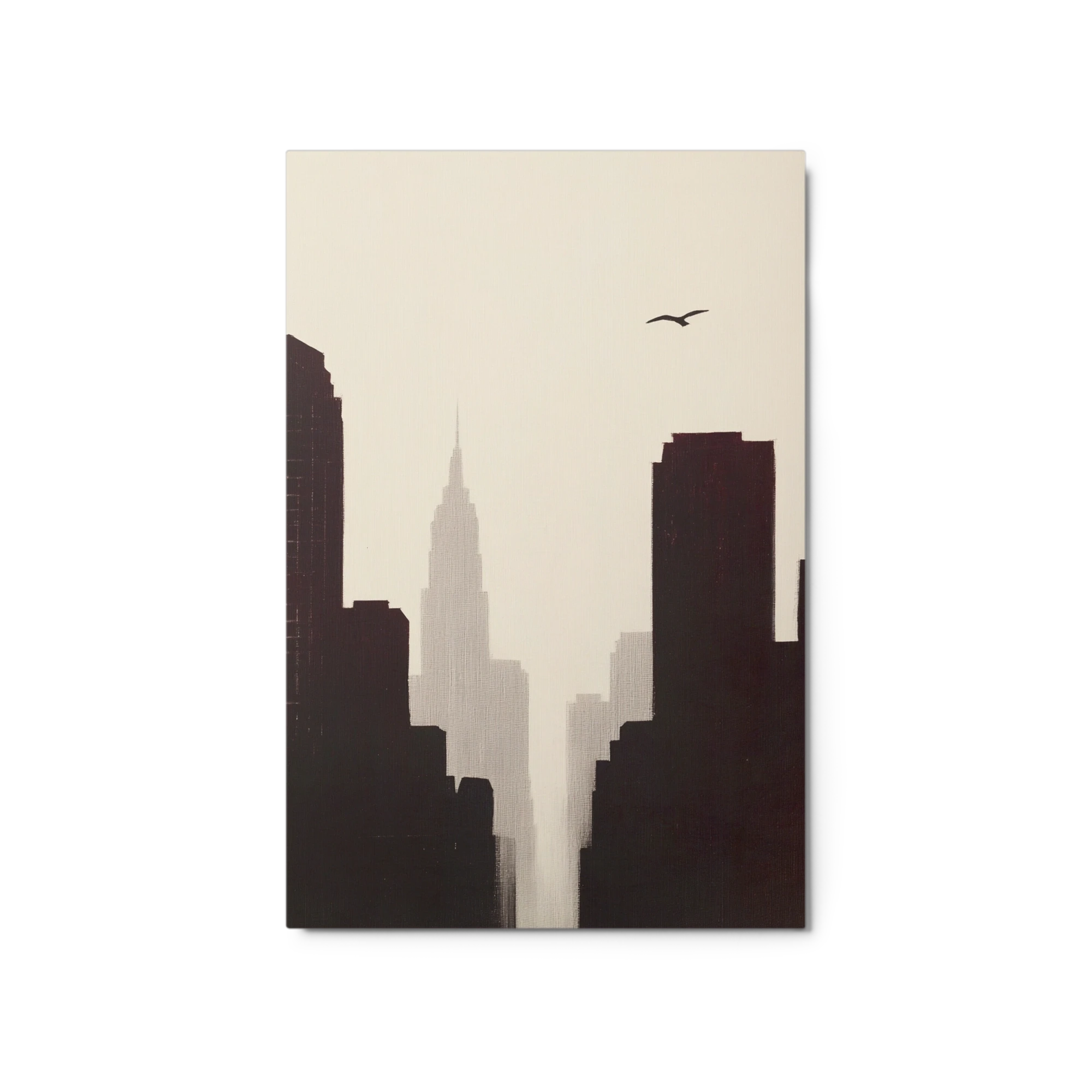 Cityscape Silhouette with Bird