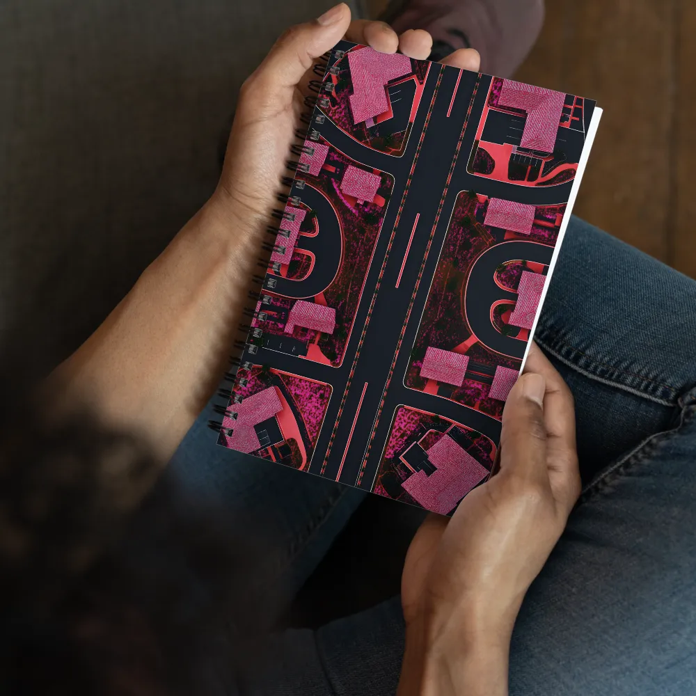 Magenta Neighborhood Grid 
 Spiral Notebook | 140 pages