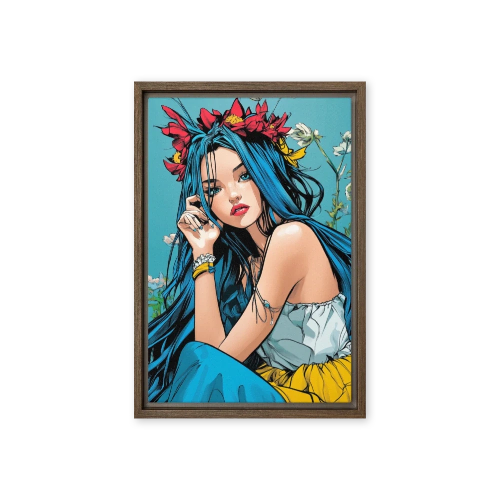 Blue-haired Woman with Flower Crown