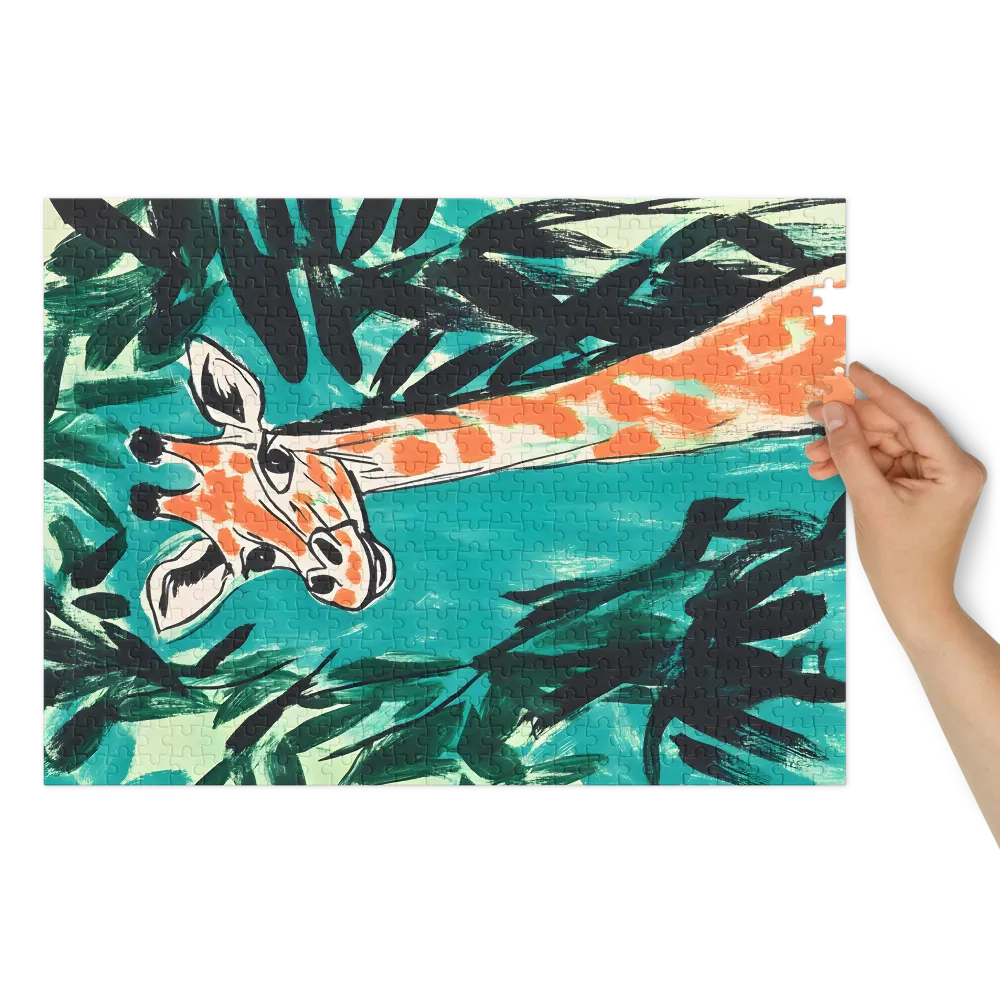 Giraffe in Lush Foliage | Jigsaw Puzzle (252/520 pieces)