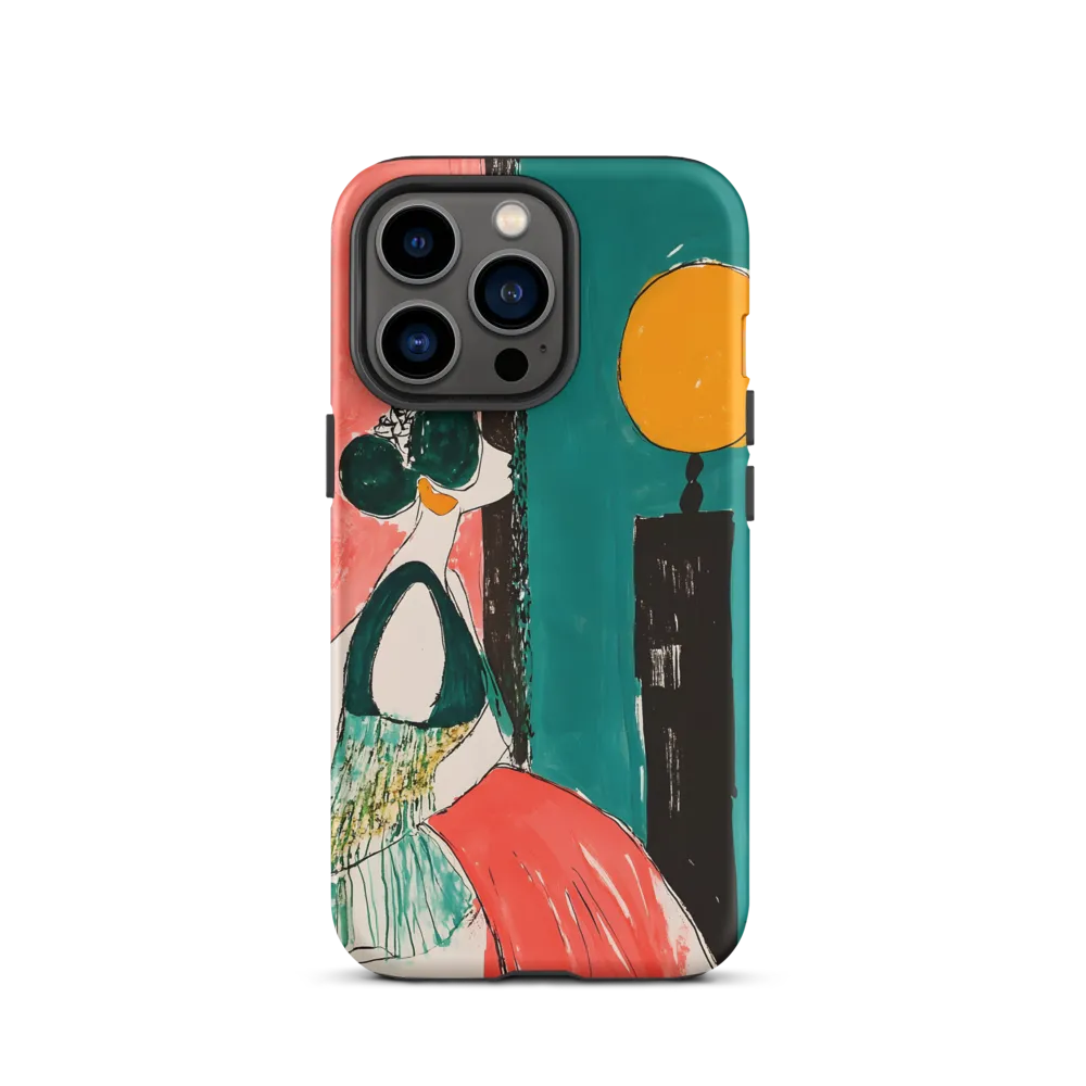 Abstract Artwork of Woman Beside Lamp | Phone Case