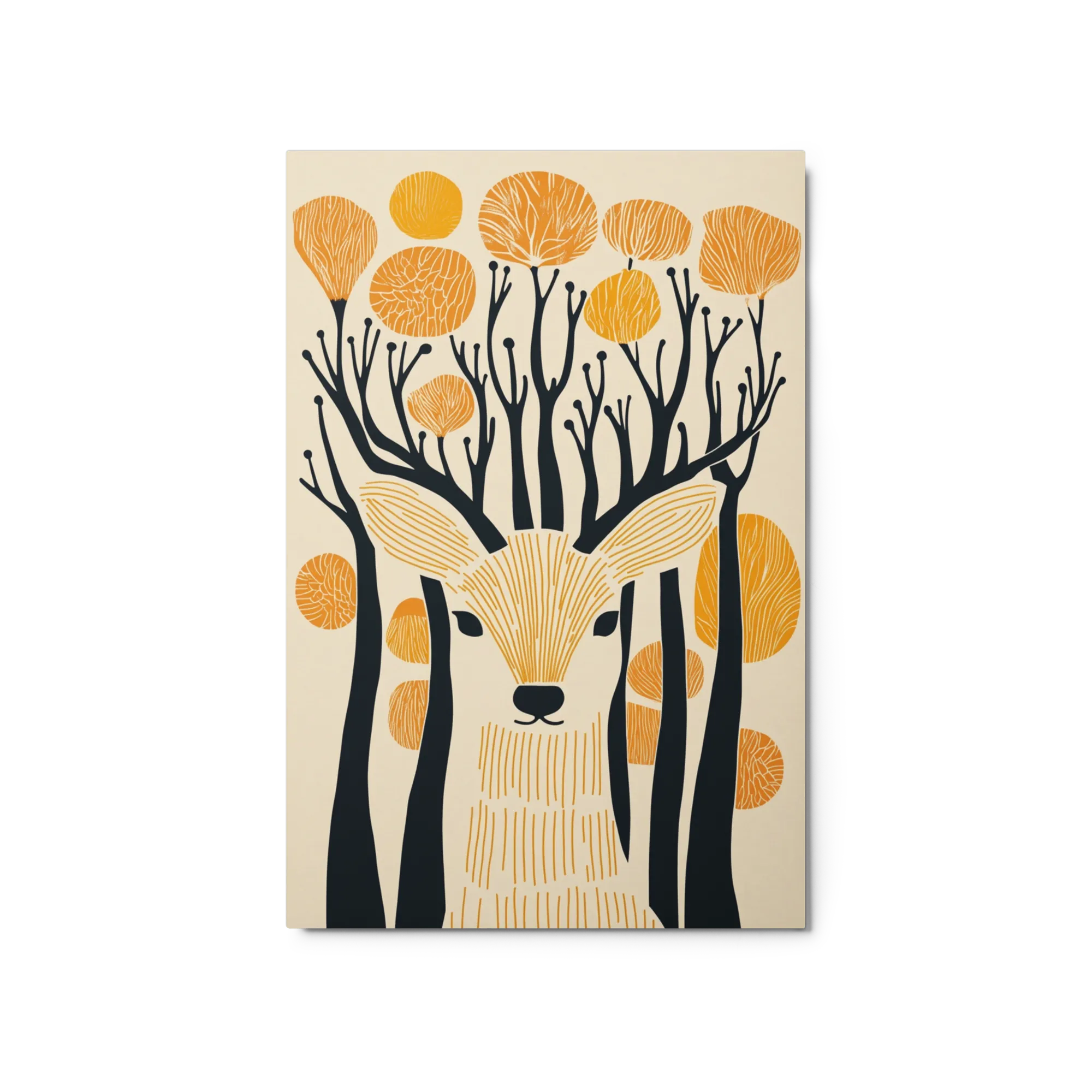 Stylized Deer and Abstract Trees Design