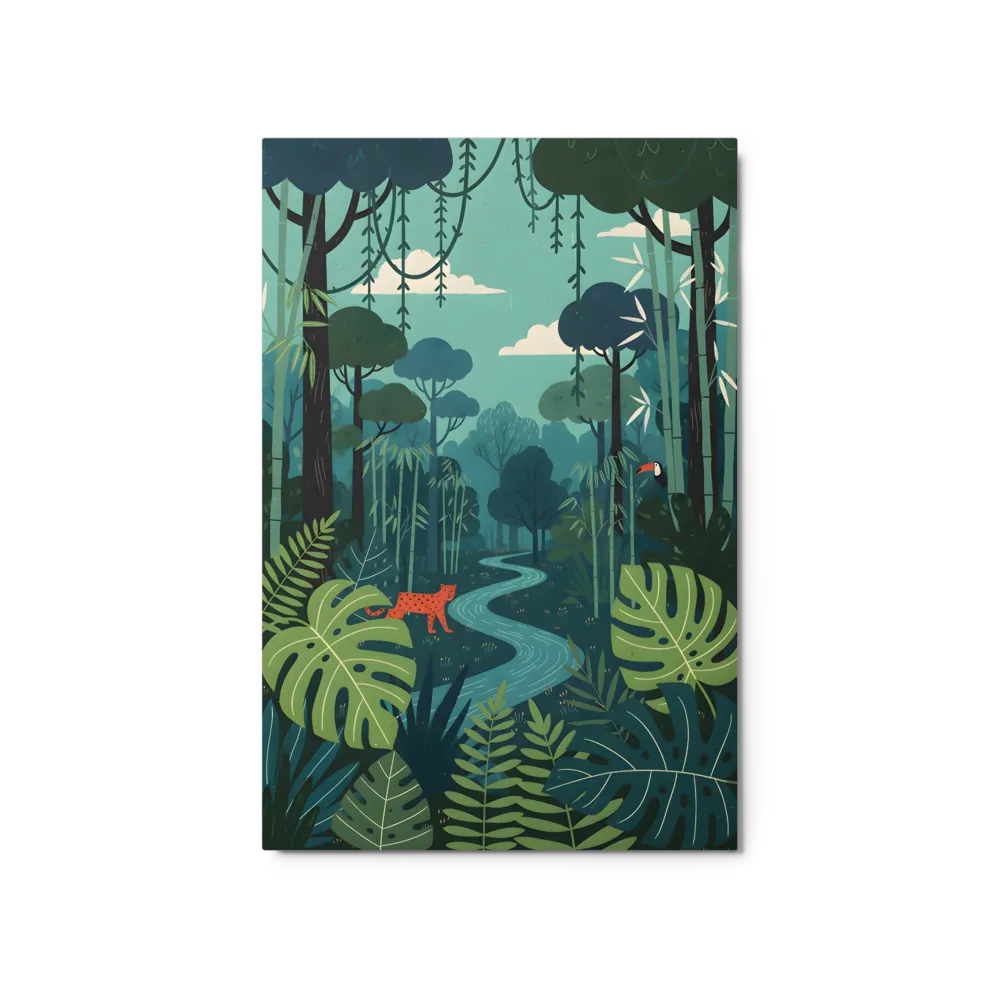 Leopard in the Rainforest 
 Canvas with Brown Frame