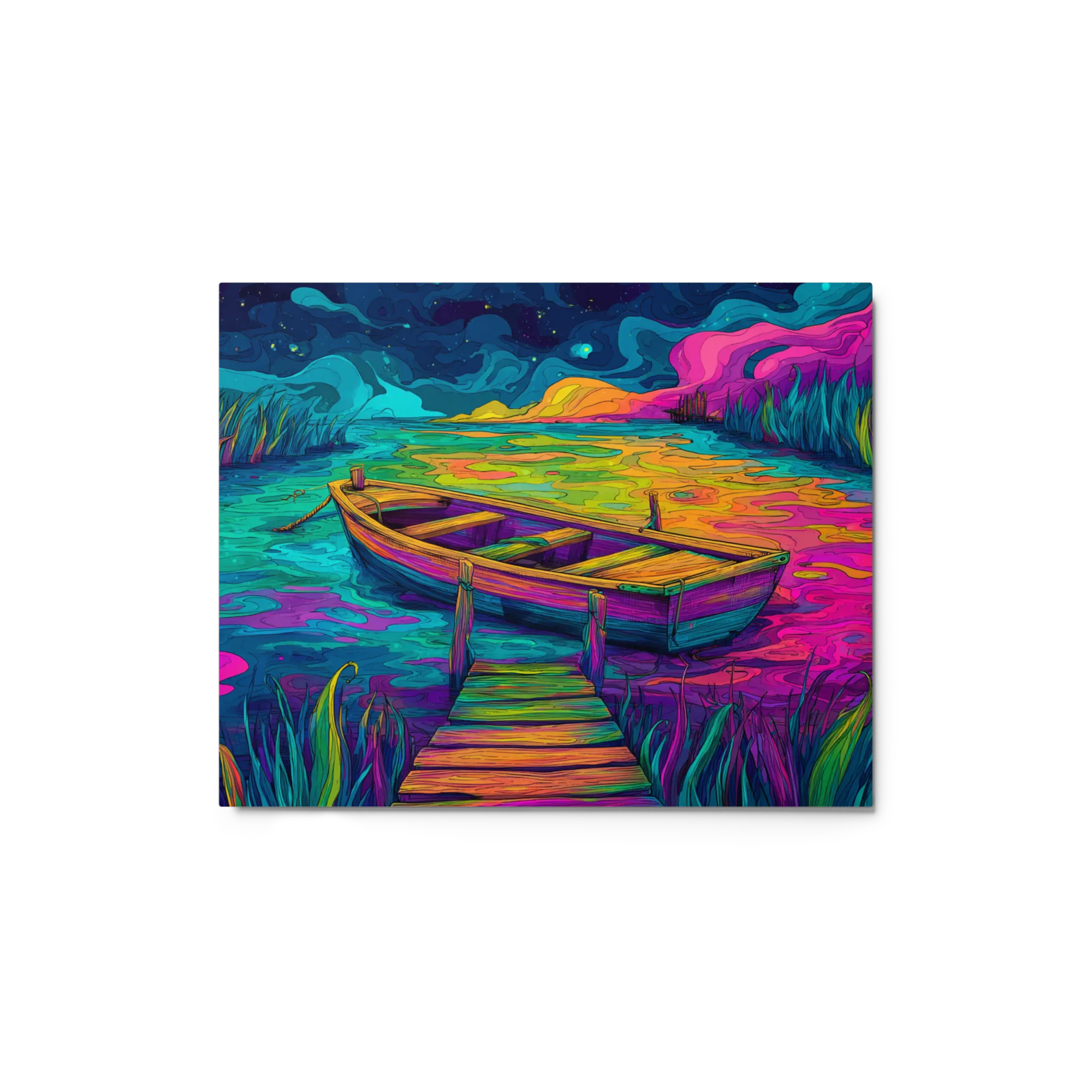 Neon River Journey 
 Metal Print | 16″x 20″