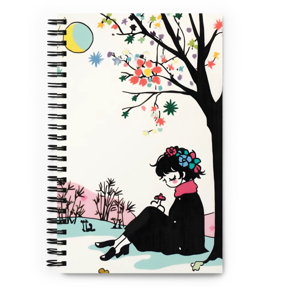 Whimsical Solitude Under the Blossom Tree 
 Spiral Notebook | 140 pages
