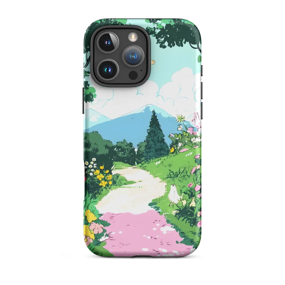 Serene Landscape with Flowers and Butterflies | Phone Case