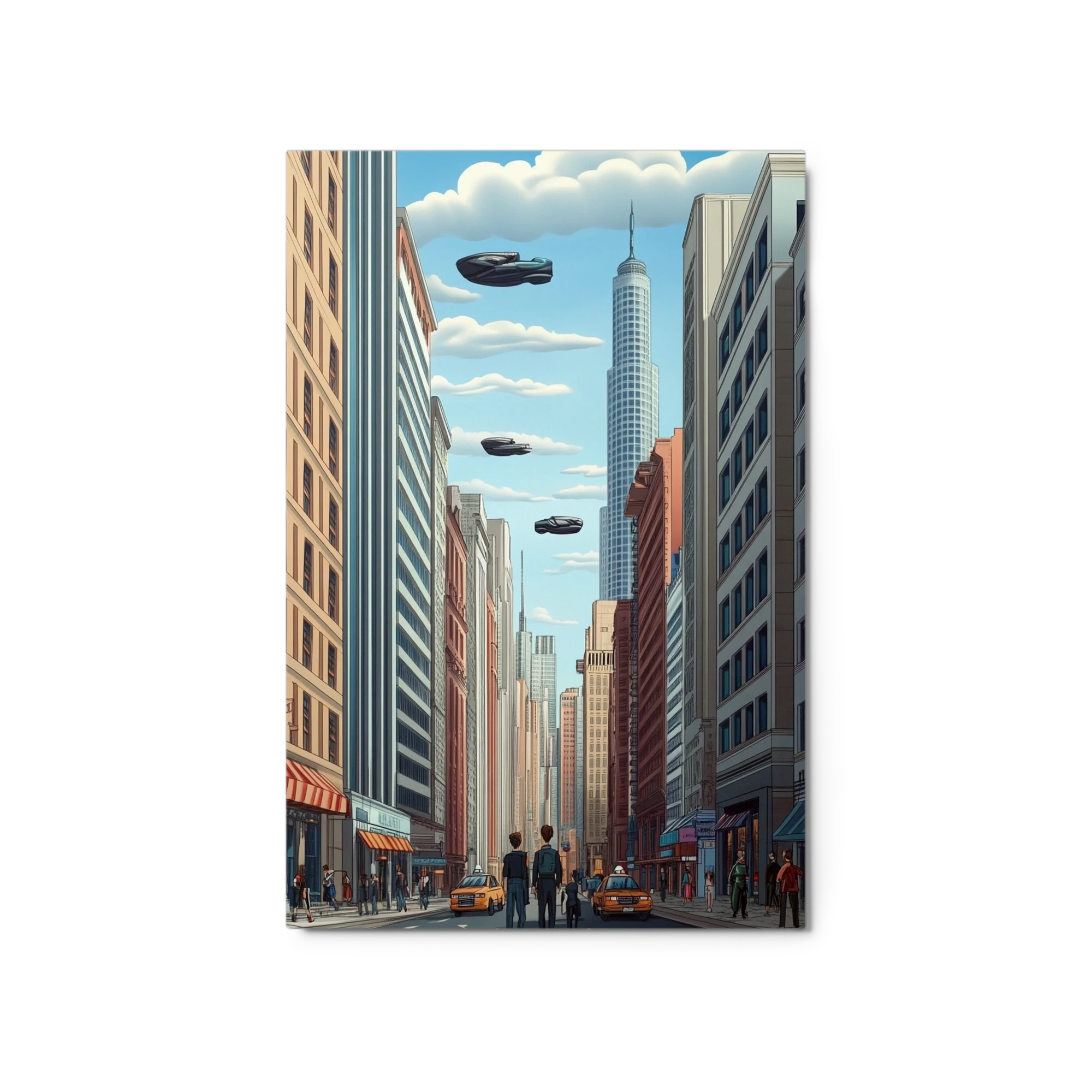 City Street with UFOs