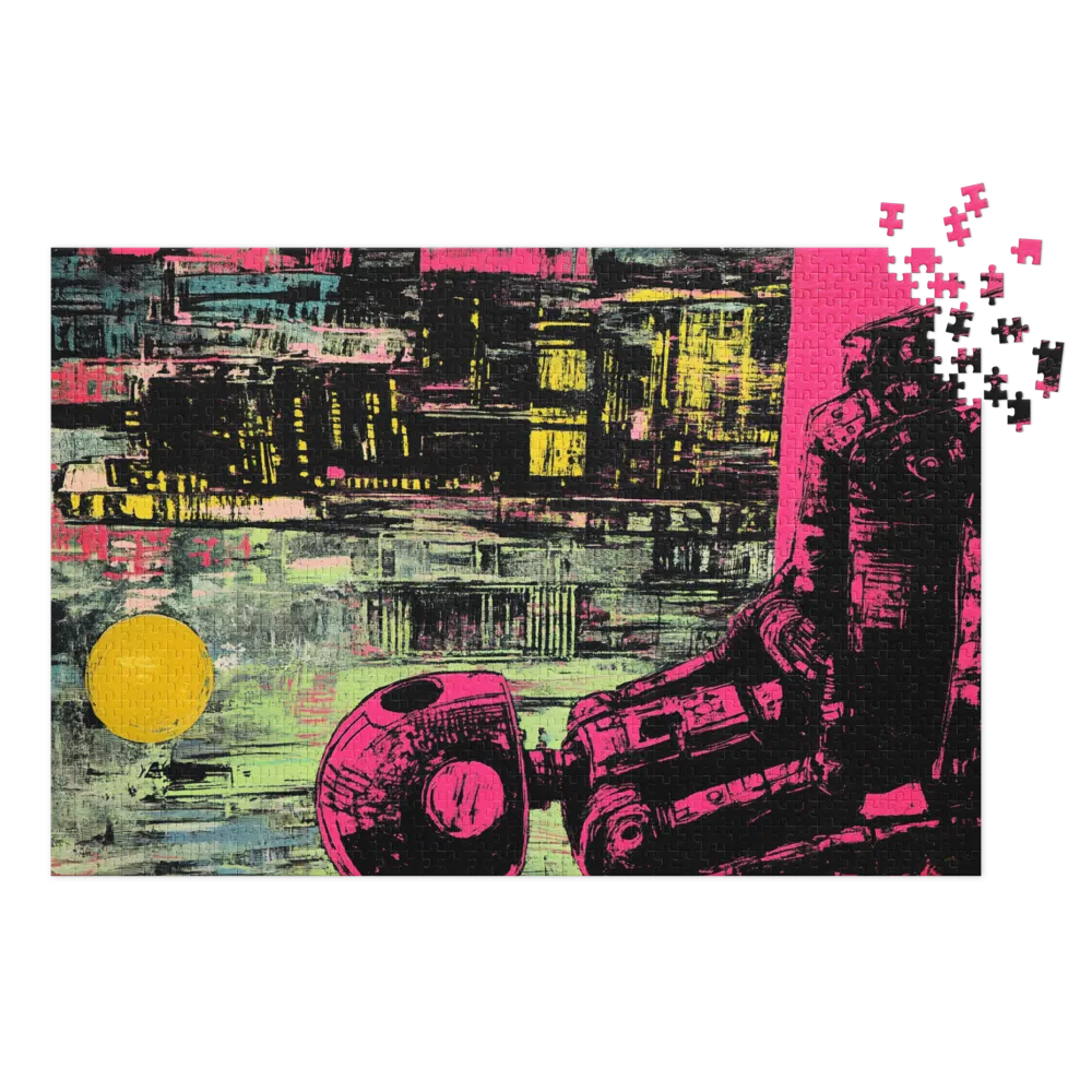 Neon Dystopian Future 
 Jigsaw Puzzle in Tin Box