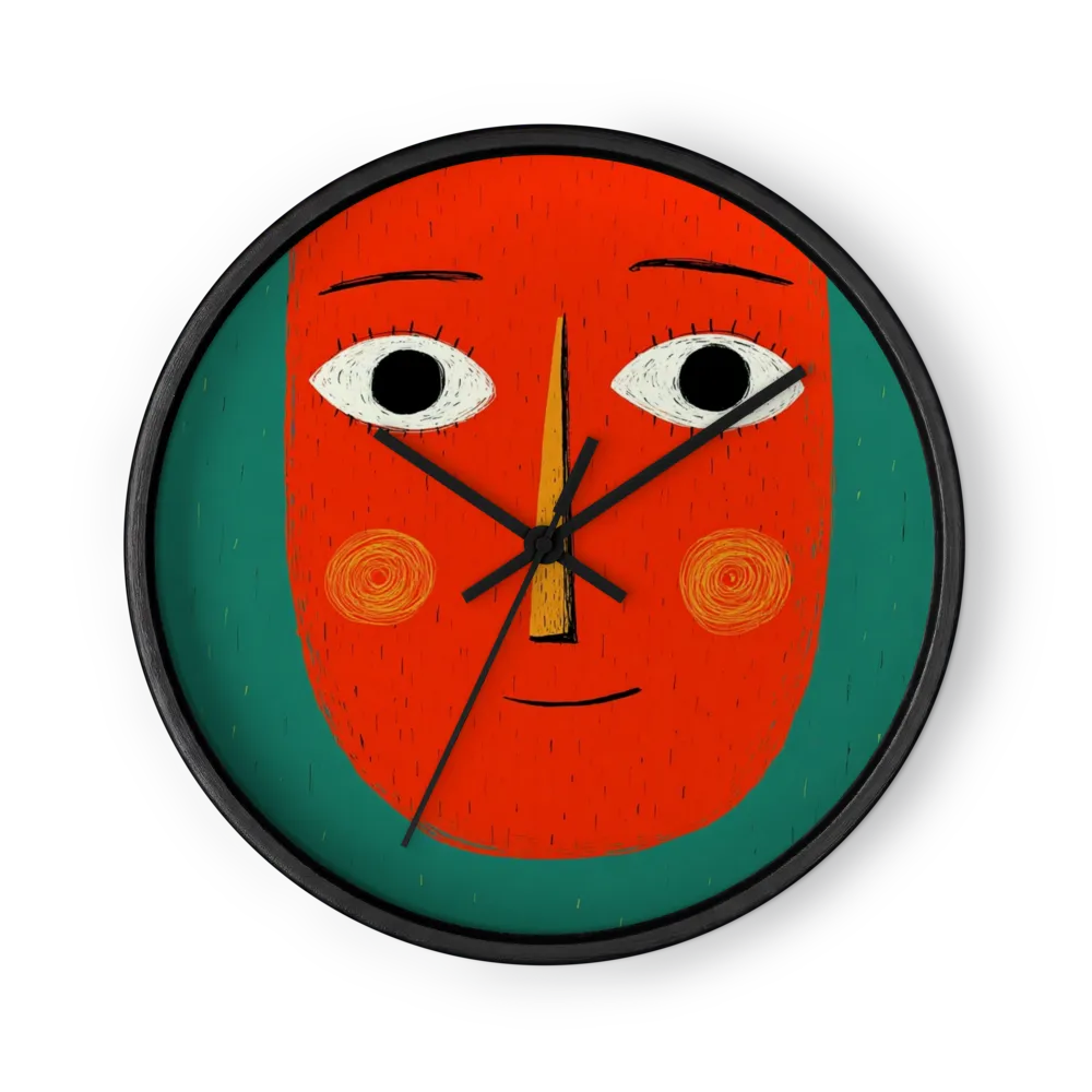 Red Folk Portrait | Wall Clock