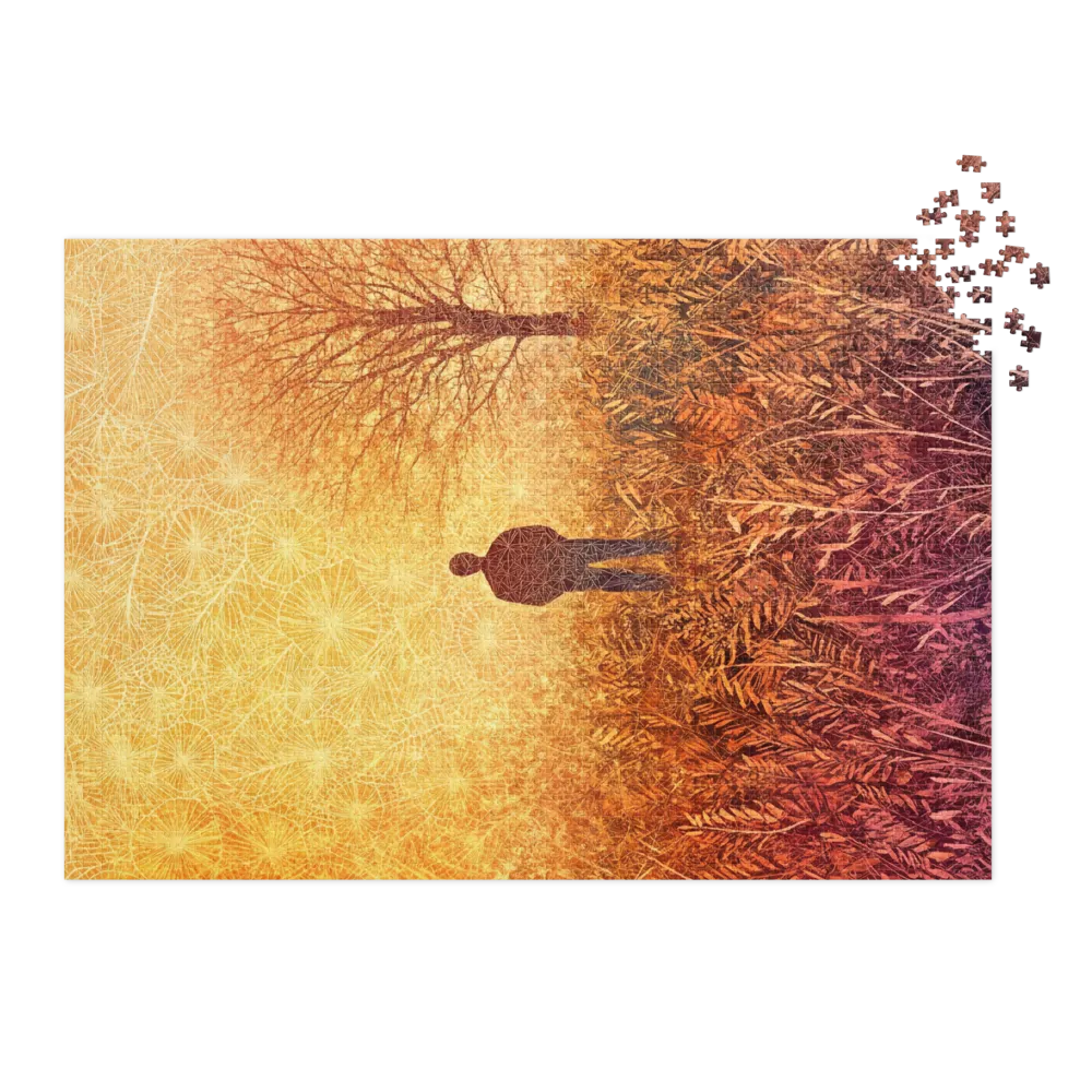 Solitary Figure in Abstract Landscape