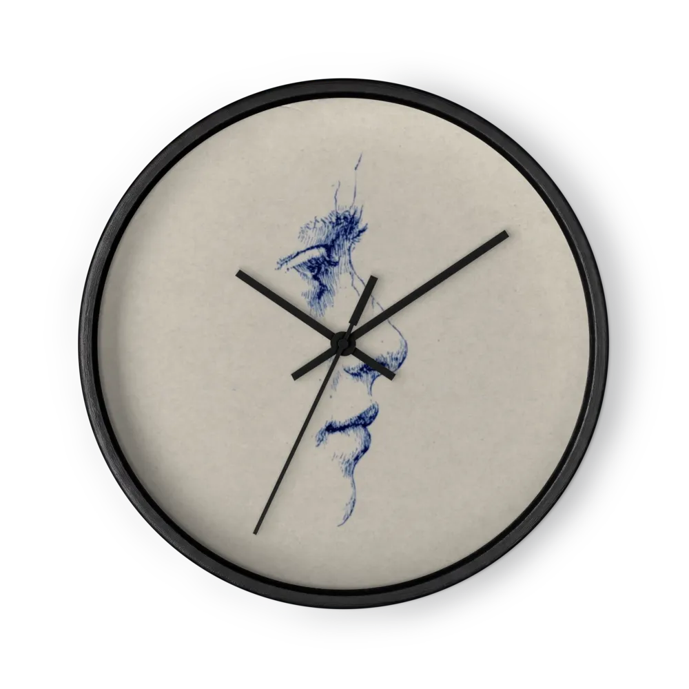 Blue Ink Profile Sketch | Wall Clock