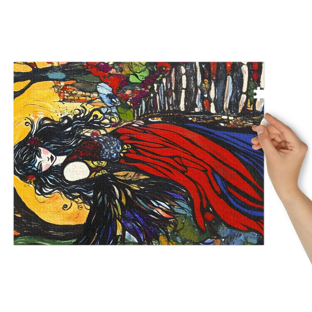 Mulher Alada Art Nouveau 
 Puzzle em caixa de metal