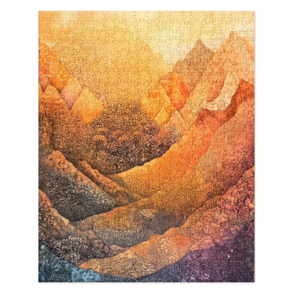 Luminous Textured Mountains 
 Jigsaw Puzzle in Tin Box