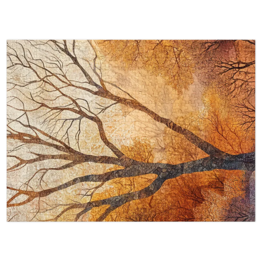Stylized Tree Landscape in Orange | Jigsaw Puzzle (252/520 pieces)