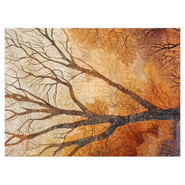 Stylized Tree Landscape in Orange | Jigsaw Puzzle (252/520 pieces)