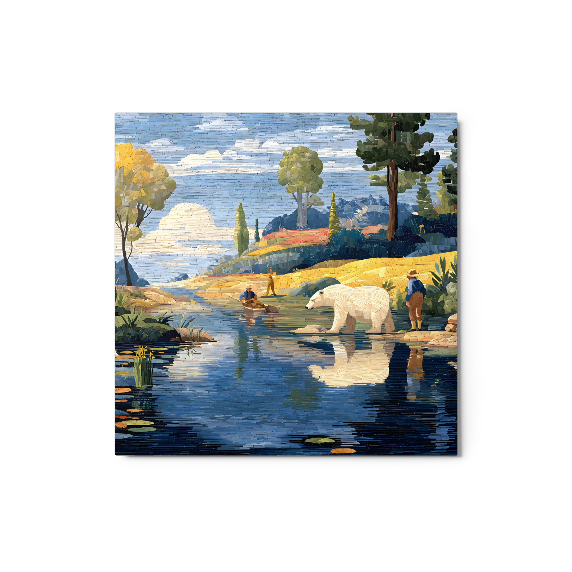 Riverside Encounter 
 Canvas with White Frame