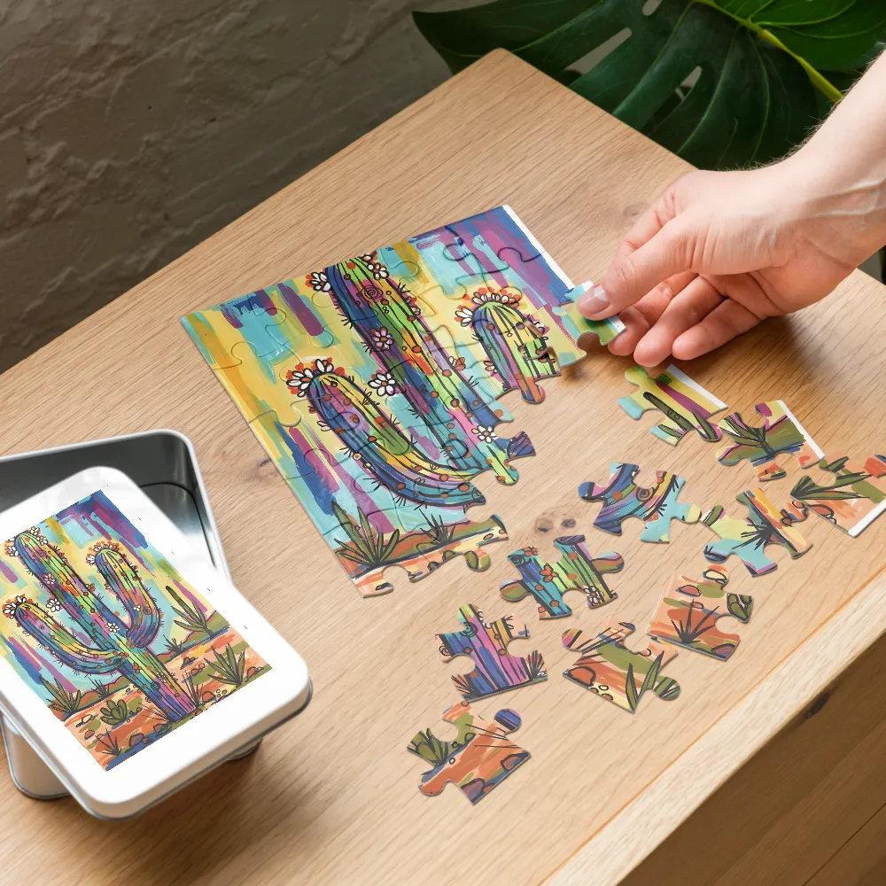 Prismatic Cactus 
 Jigsaw Puzzle in Tin Box