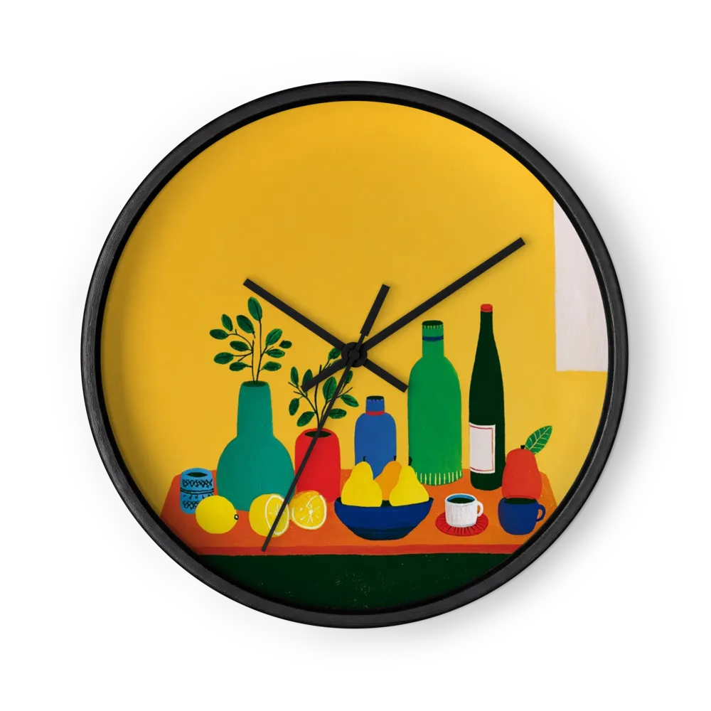 Citrus and Bottles Still Life | Wall Clock
