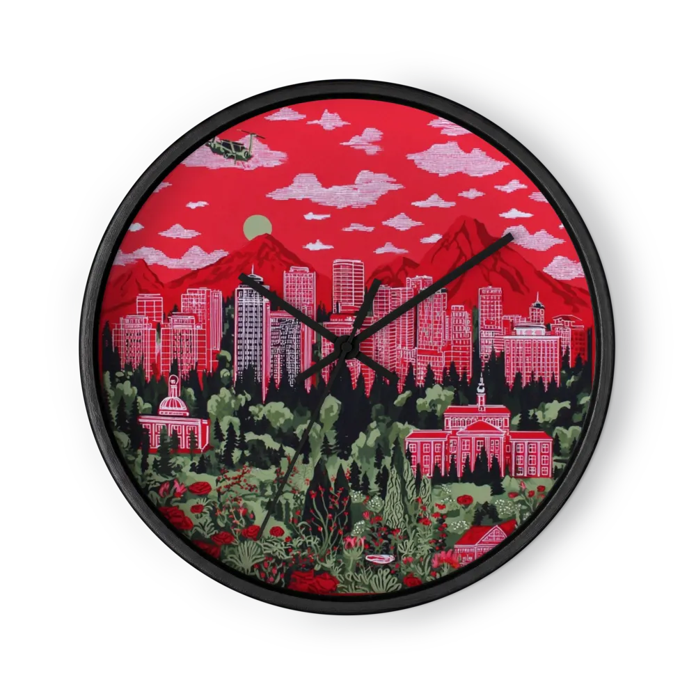 Rose City Skyline | Wall Clock
