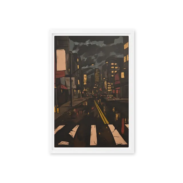 Urban Nocturne with Reflections | Art Print