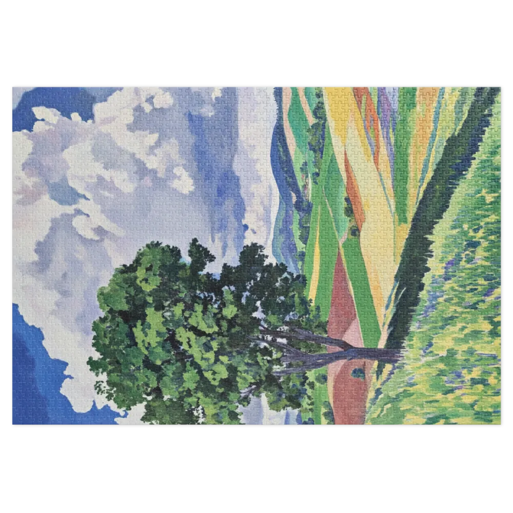 Lone Tree in Summer Fields 
 Jigsaw Puzzle in Tin Box