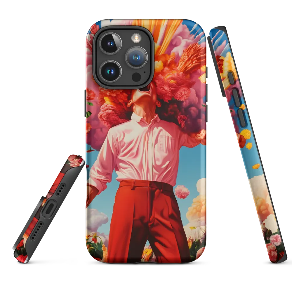 Surreal Man with Exploding Flower Head