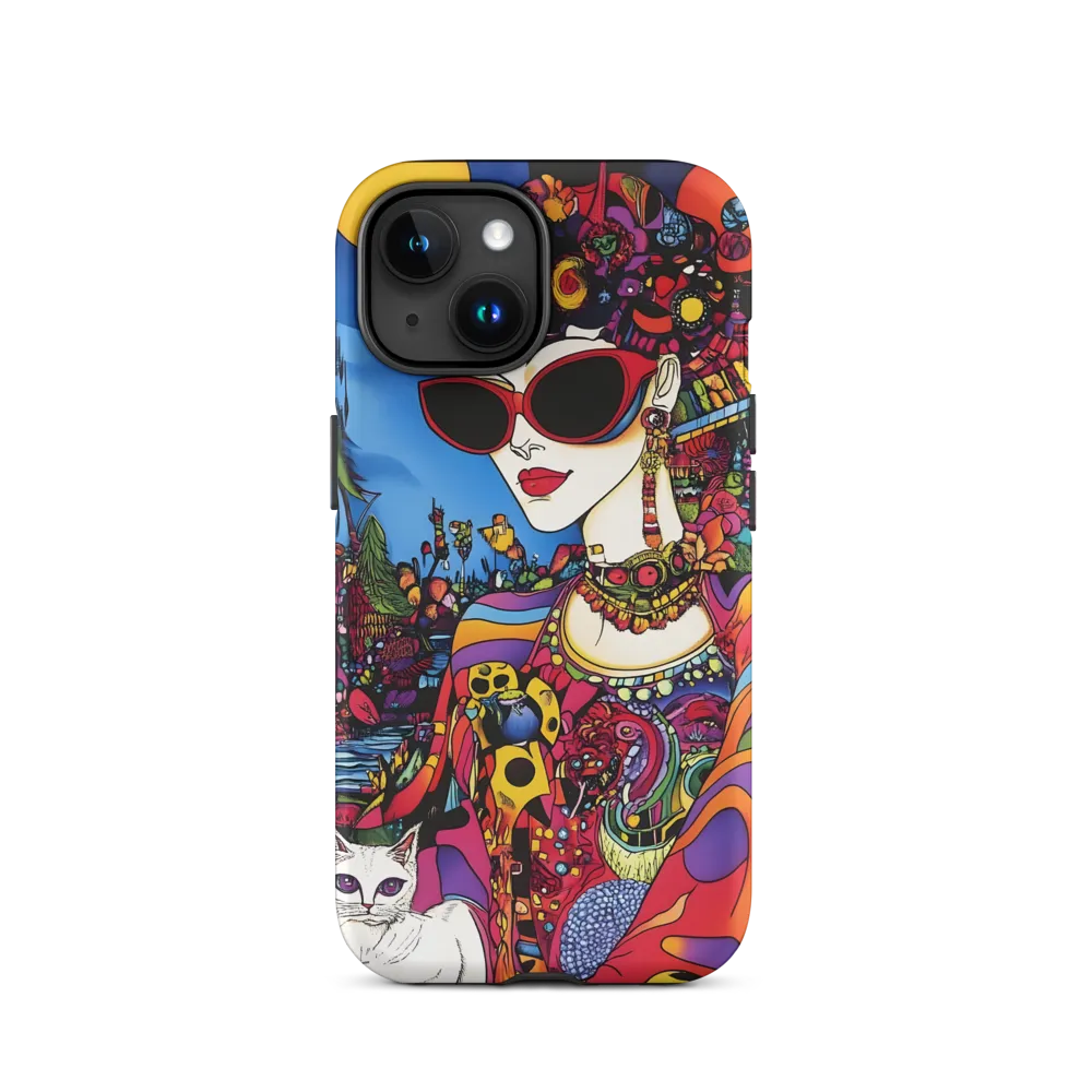 Colorful Female Figure with Cat | Phone Case