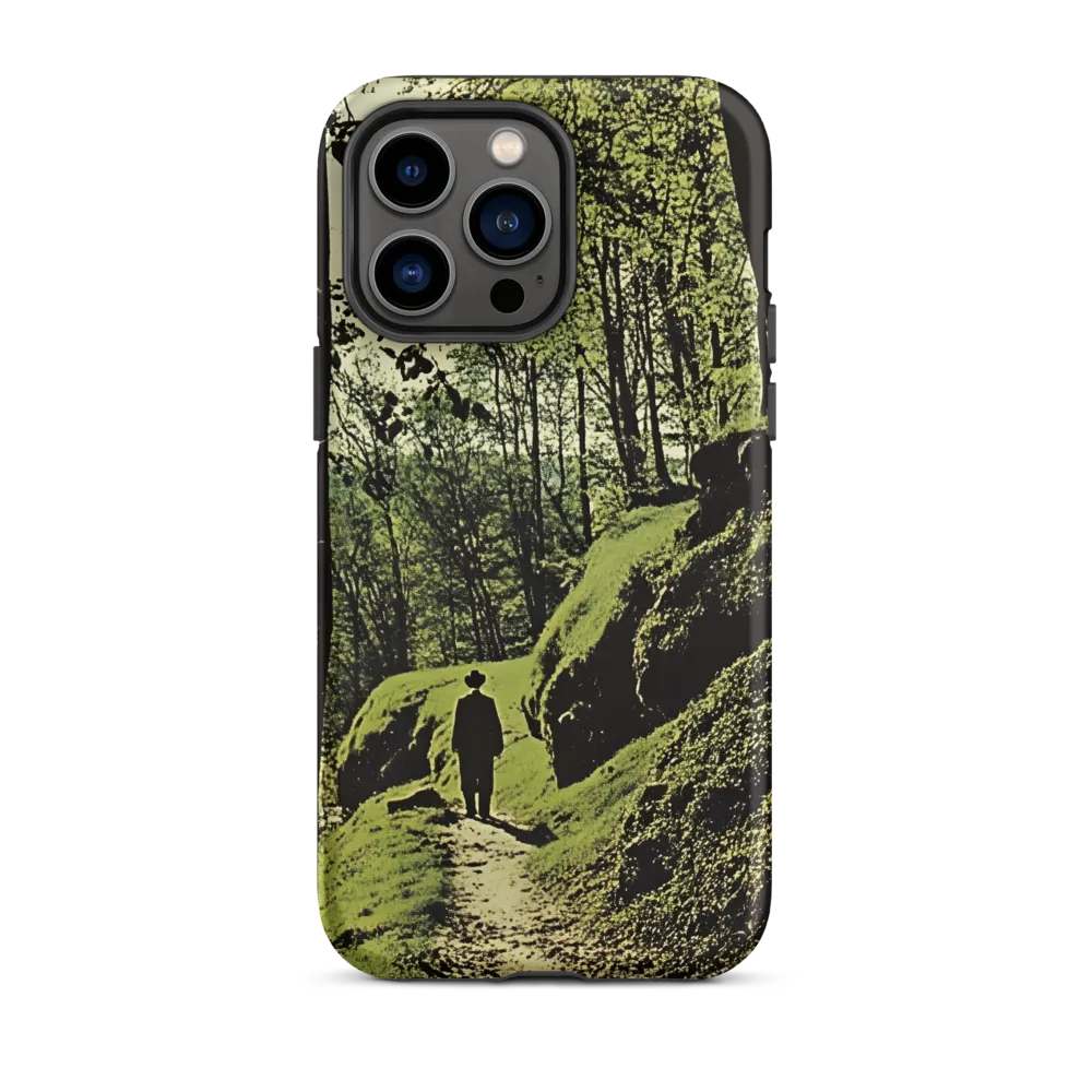 Figure Walking in Lush Forest | Phone Case