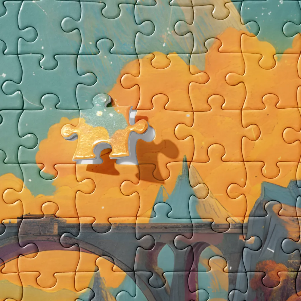 Bridge Under a Teal Sky 
 Jigsaw Puzzle
