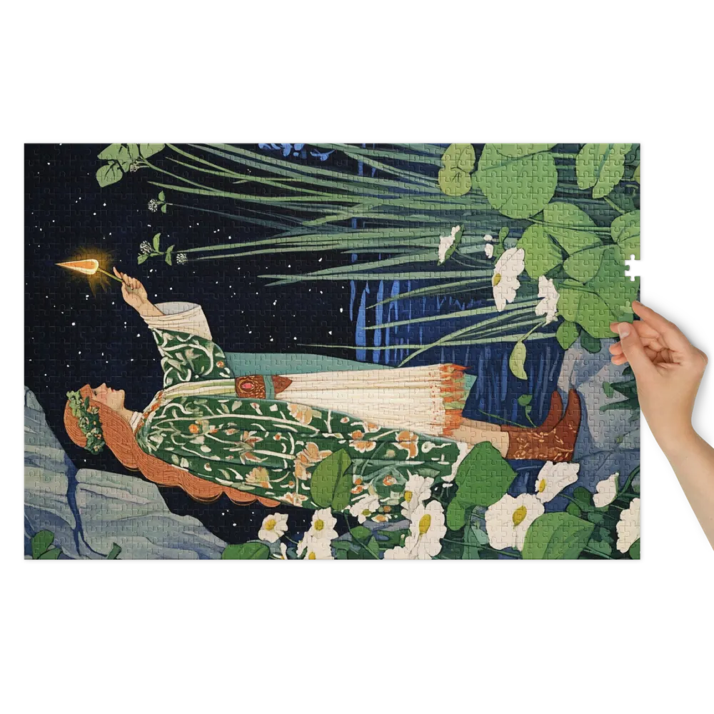 The Lantern Bearer of the Night Marsh 
 Jigsaw Puzzle in Tin Box