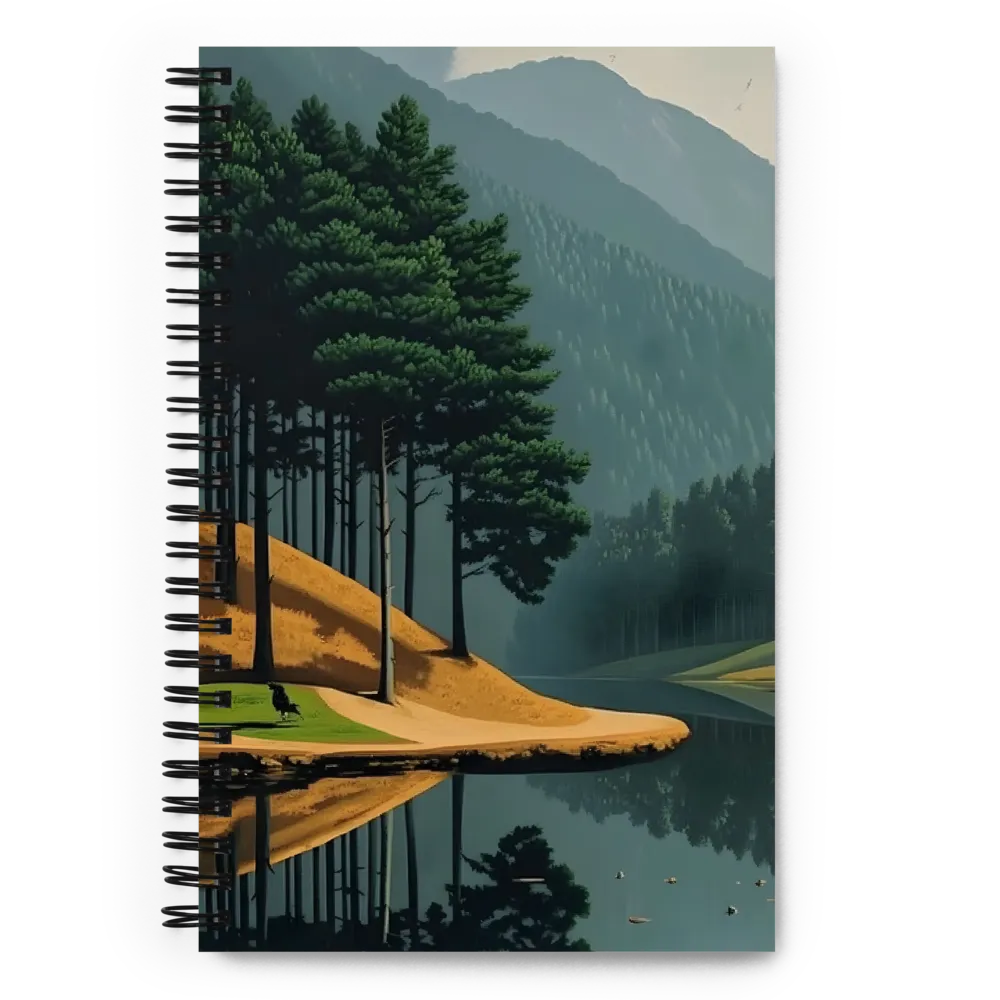 Serene Pine Forest Lake Reflection 
 Spiral Notebook | 140 pages
