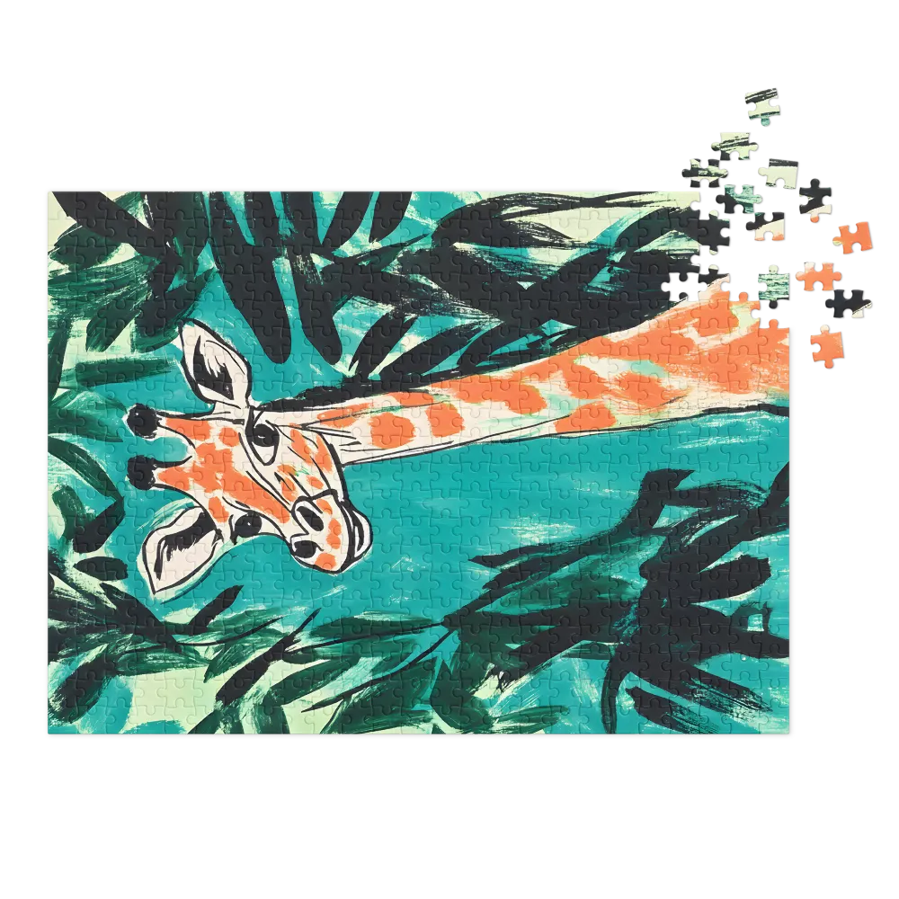 Giraffe in Lush Foliage | Jigsaw Puzzle (252/520 pieces)